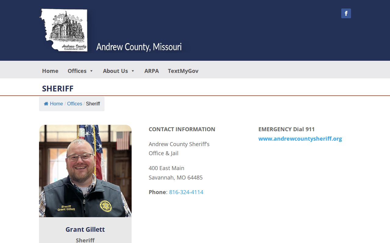 Andrew County Sheriff office source for 24-hour release record requests