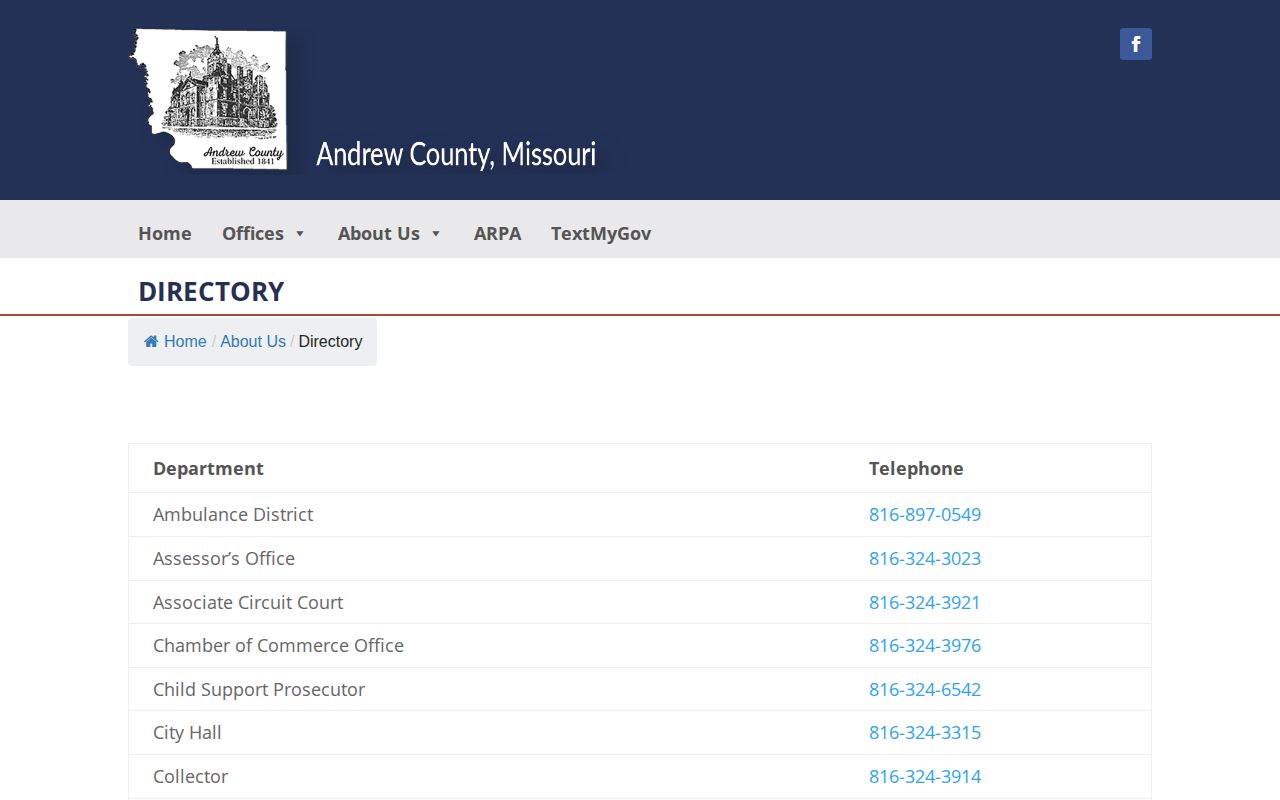 Andrew County directory for routing 72-hour release record questions