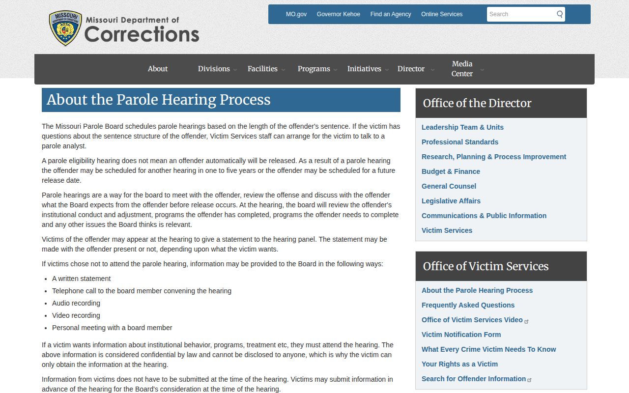 Andrew County parole hearing process and post-release supervision source