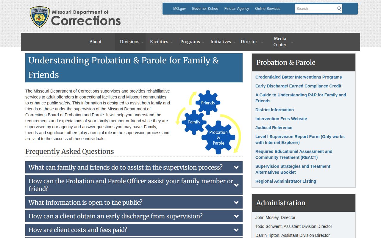 Andrew County post-release supervision public information from MODOC